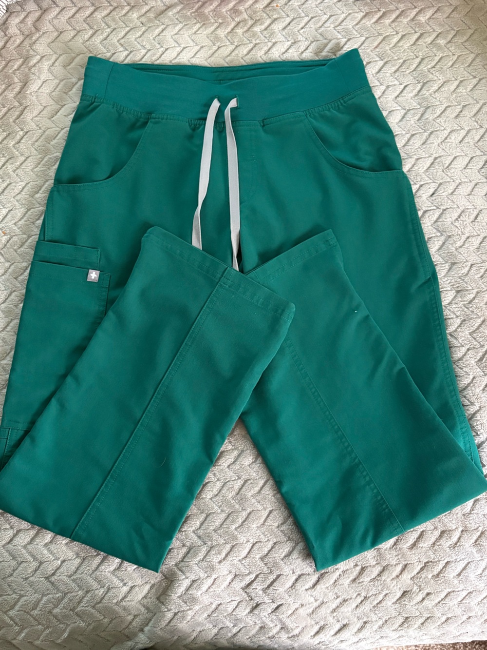 Figs Teal Drawstring straight leg